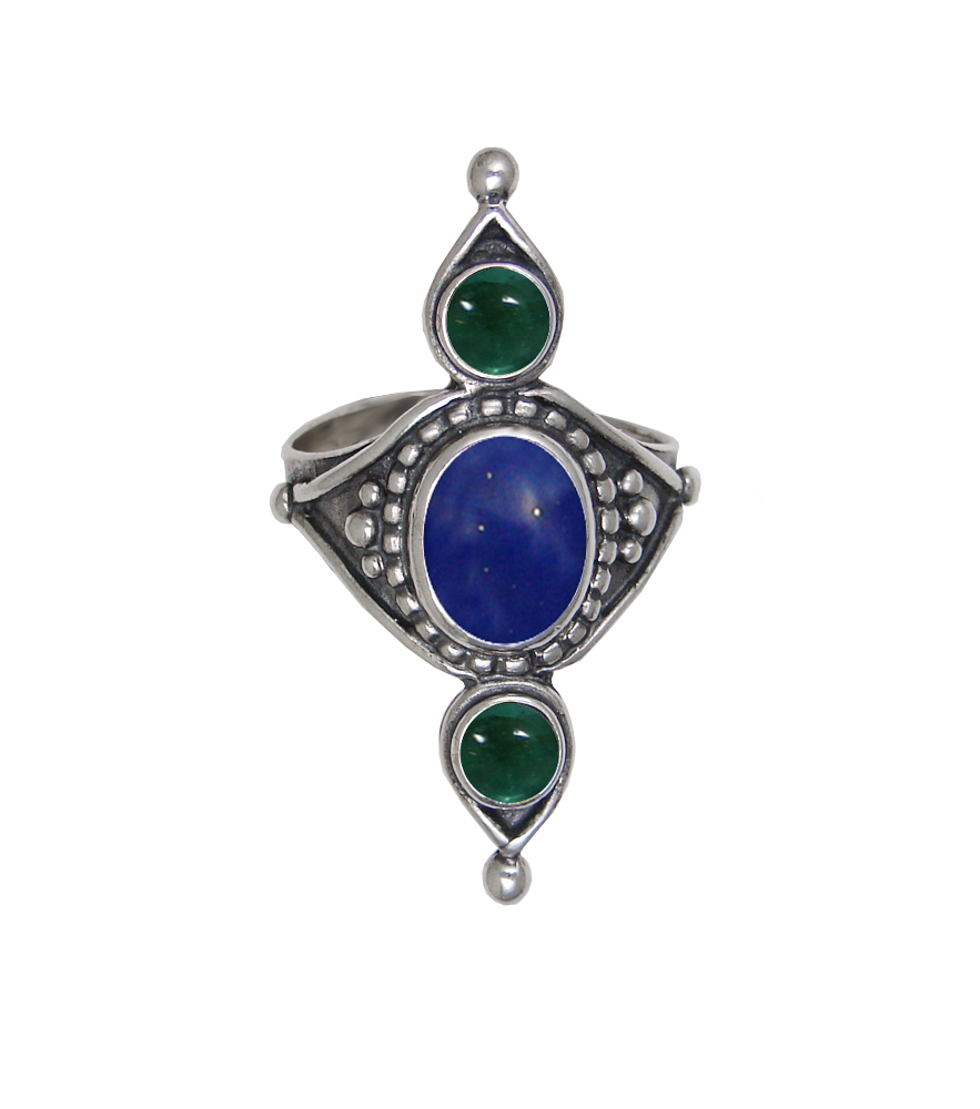 Sterling Silver Royal Ring With Lapis Lazuli And Fluorite Size 7